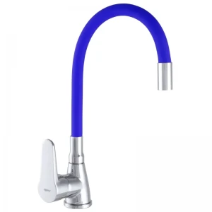 Смеситель для кухни Zerix SOP7 146 хром/синий с гибким силиконовым изливом (ZX2655)