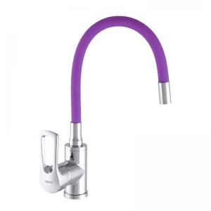 Смеситель для кухни Zerix SAR 181 Reflector Purple хром/фиолетовый с гибким силиконовым изливом (ZX2673)