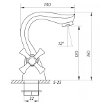 Смеситель для умывальника Zerix MED-A 722 (ZX2801)