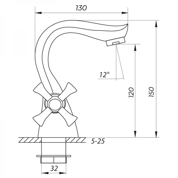 Смеситель для умывальника Zerix MED-A 722 (ZX2801)