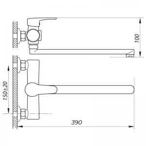 Смеситель для ванны Zerix PUD7 146 (ZX2811)