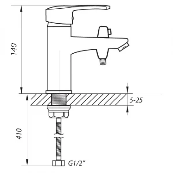 Смеситель для умывальника Zerix PUD1 146 с выходом на душевую лейку (ZX2871)