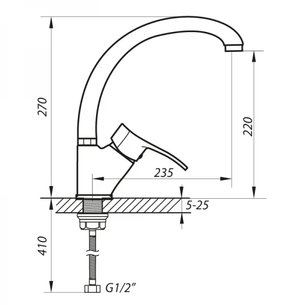 Змішувач для кухні Zerix DYU 181 (ZX2895)