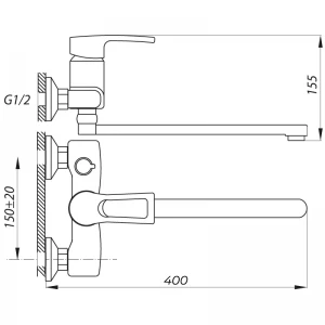 Смеситель для ванны Zerix JLB 279 (ZX2944)