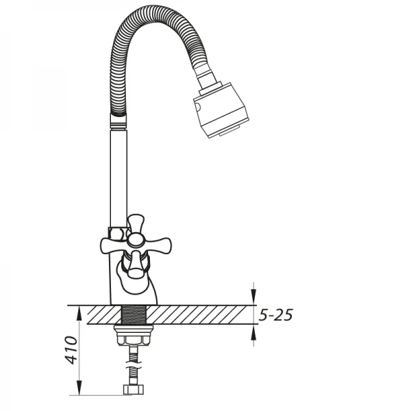 Змішувач для кухні Zerix TLH 722 з рефлективним виливом (ZX2951)