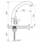 Смеситель для умывальника Zerix TLC 722 с полнооборотной кран буксой (ZX2967)