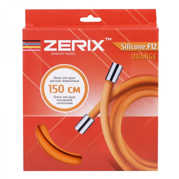 Шланг для душу ZERIX F12 силіконовий помаранчевий довжиною 150 см (ZX3000)