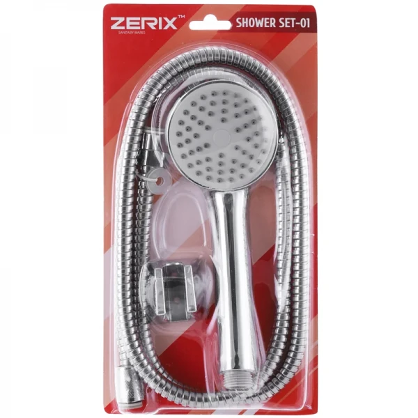 Душовий набір Zerix Shower SET-01 хромований з лійкою, шлангом та кронштейном (ZX3068)