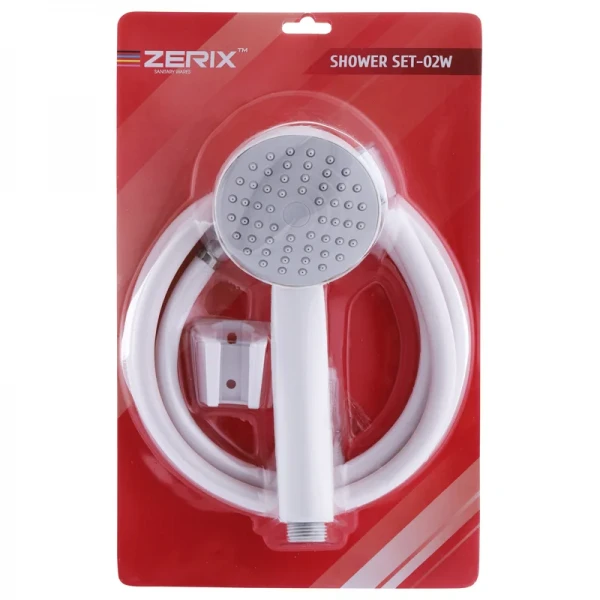 Душевой набор (шланг, лейка, кронштейн) белый Zerix Shower SET-02W (ZX3096)