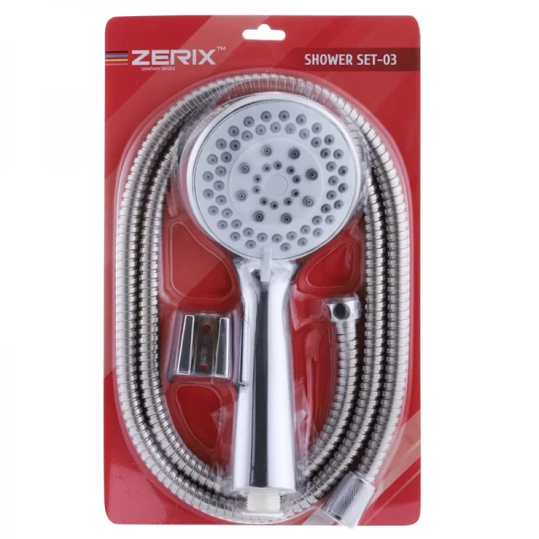 Душевой набор ZERIX Shower SET-03 хромированный с лейкой, шлангом 150 см и держателем (ZX3097)