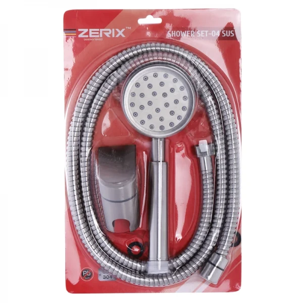 Душовий набір Zerix Shower SET-04 хромований з лійкою, шлангом і кронштейном (ZX3099)