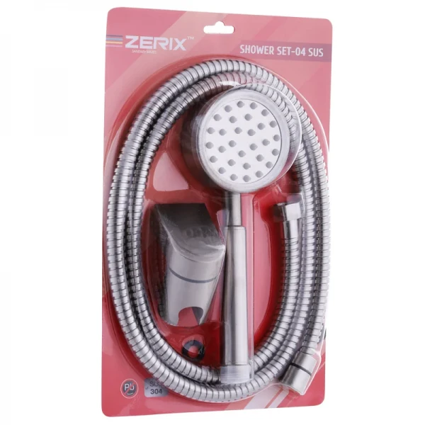 Душовий набір Zerix Shower SET-04 хромований з лійкою, шлангом і кронштейном (ZX3099)