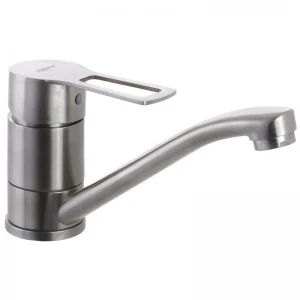 Смеситель для умывальника Zerix HSB-004-15cm из нержавеющей стали с поворотным изливом (ZX3142)