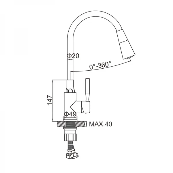 Змішувач для кухні Zerix Atrium-011-T Refl.GRAY (Колір хром+силік.вилив сірий) (ZX4718)