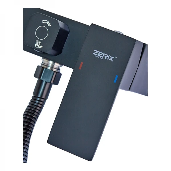 Смеситель для ванны Zerix KUB-008 Black из нержавеющей стали SUS304, черный матовый, с коротким изливом (ZX4851)