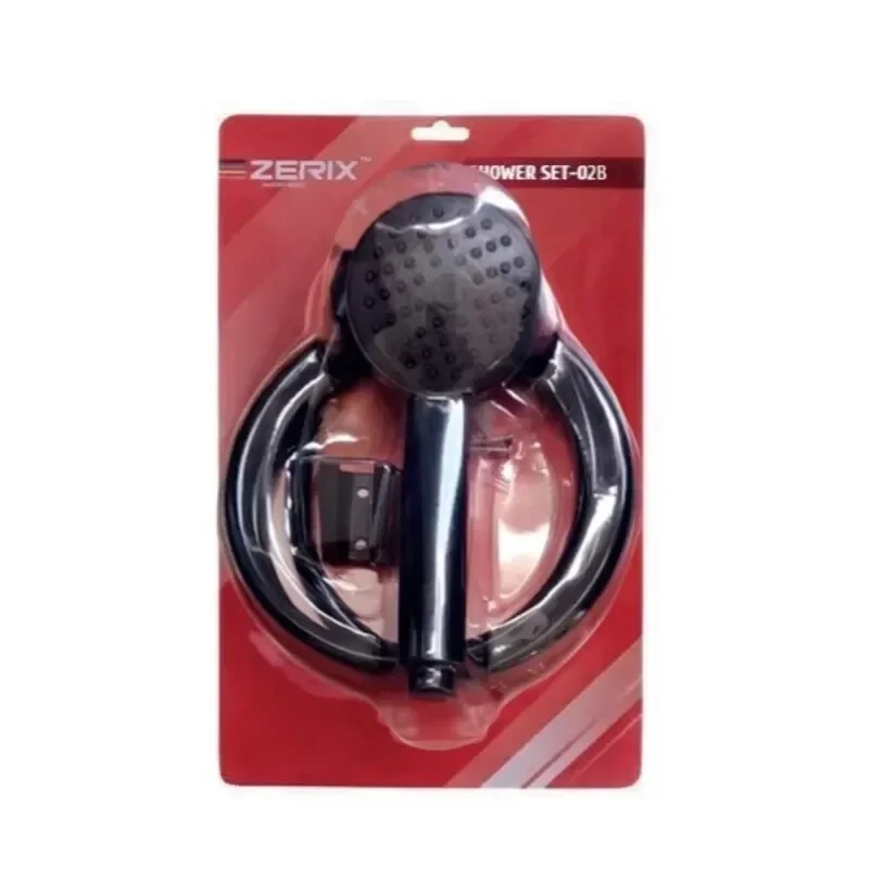 Shower Zerix SET-02B (шланг, лійка, кронштейн) колір чорний (ZX4923)