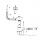 Сифон для кухні Zerix SK-02-A 3 1/2"x40 з різьб. випуском та гнучким прямокутним переливом (ZX4952)