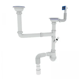 Сифон для кухни Zerix SK-03-A 3 1/2"x40 с двумя резьб. выпусками и отводом для стиральной машины (ZX4955)