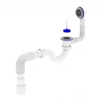 Сифон для ванной Zerix SV-01-A 1 1/2" прямоточный с выпуском и переливом (ZX4957)