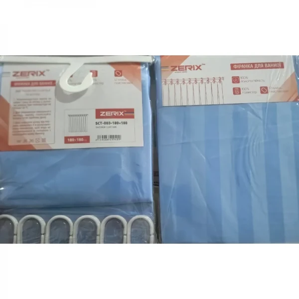 Шторка для ванної Zerix SCT-003-180x180 з поліестеру (Колір синій) (ZX4994)