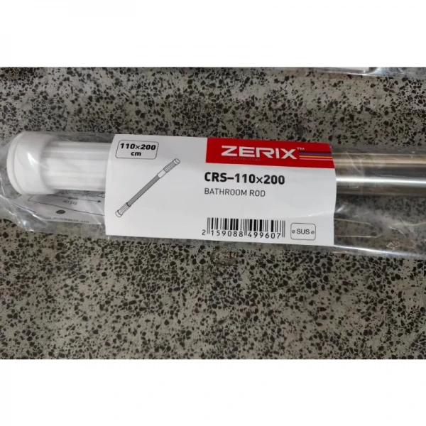 Штанга для шторки телескопічна пряма Zerix CRS-110x200 110cm-200cm (нержавіюча сталь) (пакет) (ZX4996)