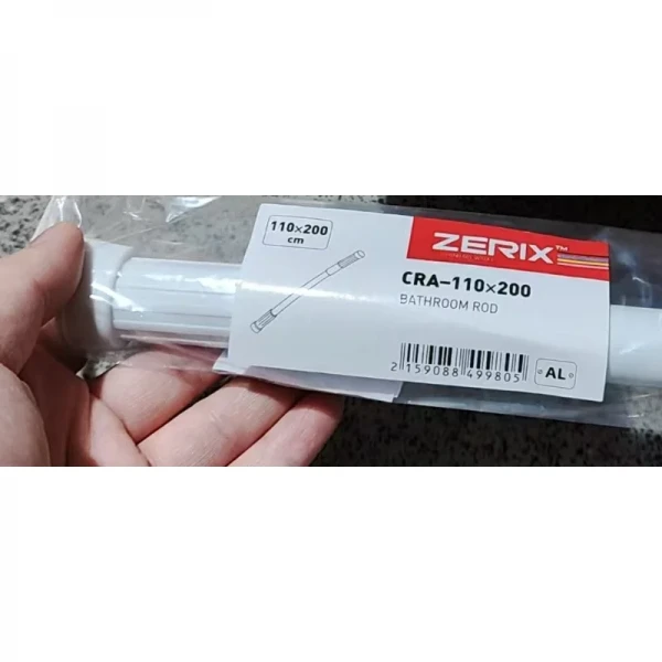 Штанга для шторки телескопічна пряма Zerix CRA-110x200 110cm-200cm (алюміній) (пакет) (ZX4998)