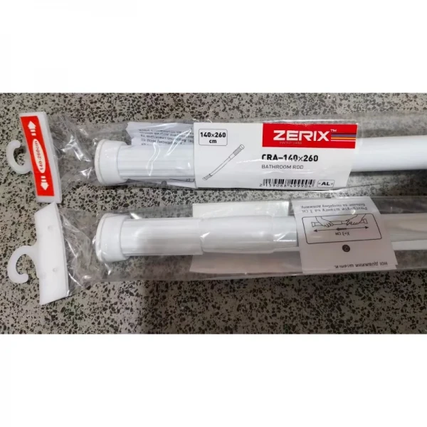 Штанга для шторки телескопічна пряма Zerix CRA-140x260 140cm-260cm (алюміній) (пакет) (ZX4999)
