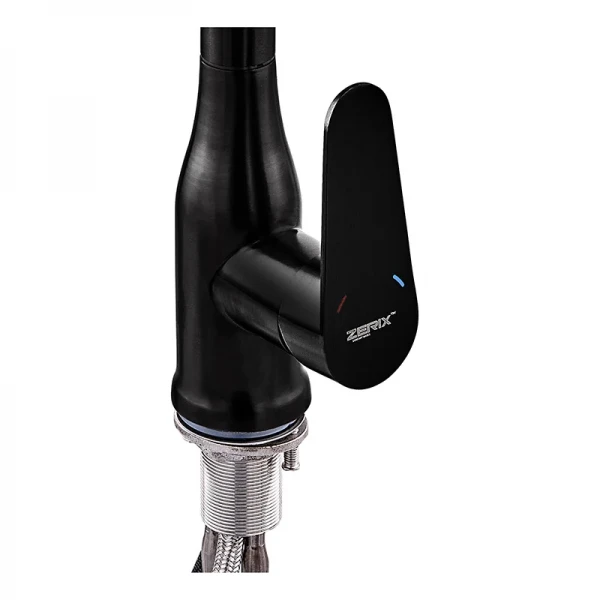 Змішувач для кухні з висувною лійкою Zerix PUL-014 Black з нерж. сталі SUS304 (кол. чорний) (ZX5035)