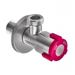 Кран для підключення сантехприладів Zerix VAL-07-1/2x1/2 з нерж.сталі SUS304 (червоний) (ZX5100)