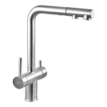 Кухонний змішувач на дві води Zerix LUX-024 з висувною лійкою (нерж. сталь) (ZX5555)