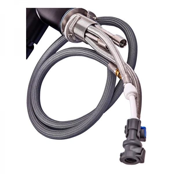 Кухонний змішувач на дві води Zerix LUX-024 Black з висувною лійкою (нерж. сталь) (ZX5556)