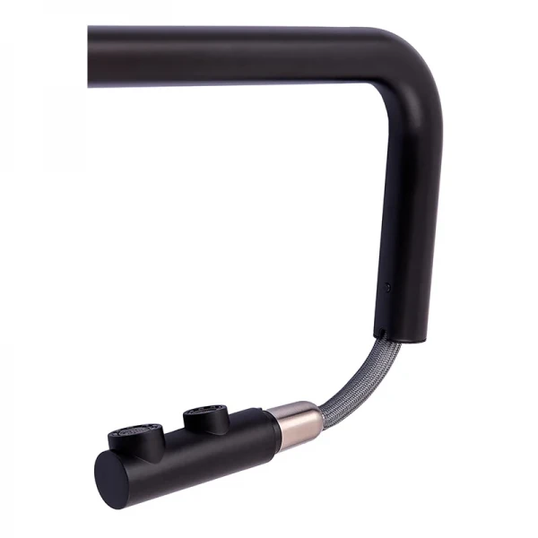 Кухонний змішувач на дві води Zerix LUX-024 Black з висувною лійкою (нерж. сталь) (ZX5556)