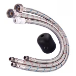 Кухонний змішувач на дві води Zerix LUX-024 Black з висувною лійкою (нерж. сталь) (ZX5556)