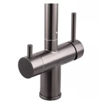 Кухонний змішувач на дві води Zerix LUX-024 Graphite з висувною лійкою (нерж. сталь) (ZX5557)