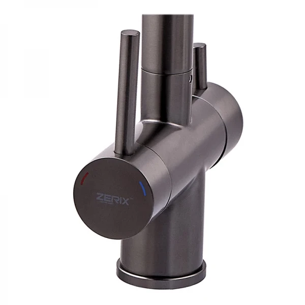 Змішувач для кухні Zerix KIT-021 REFL.Black з нержавіючої сталі графіт з гнучким виливом під фільтр (ZX5559)