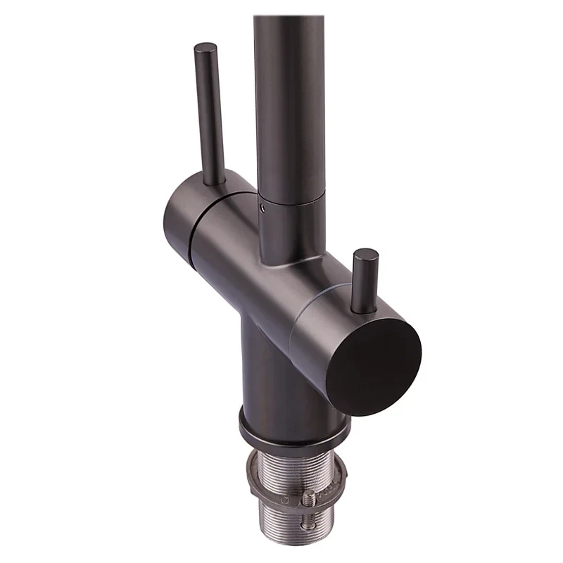 Смеситель для кухни с гибким изливом на две воды Zerix KIT-021 Graphite REFL.Black из нерж. стали (ZX5559)
