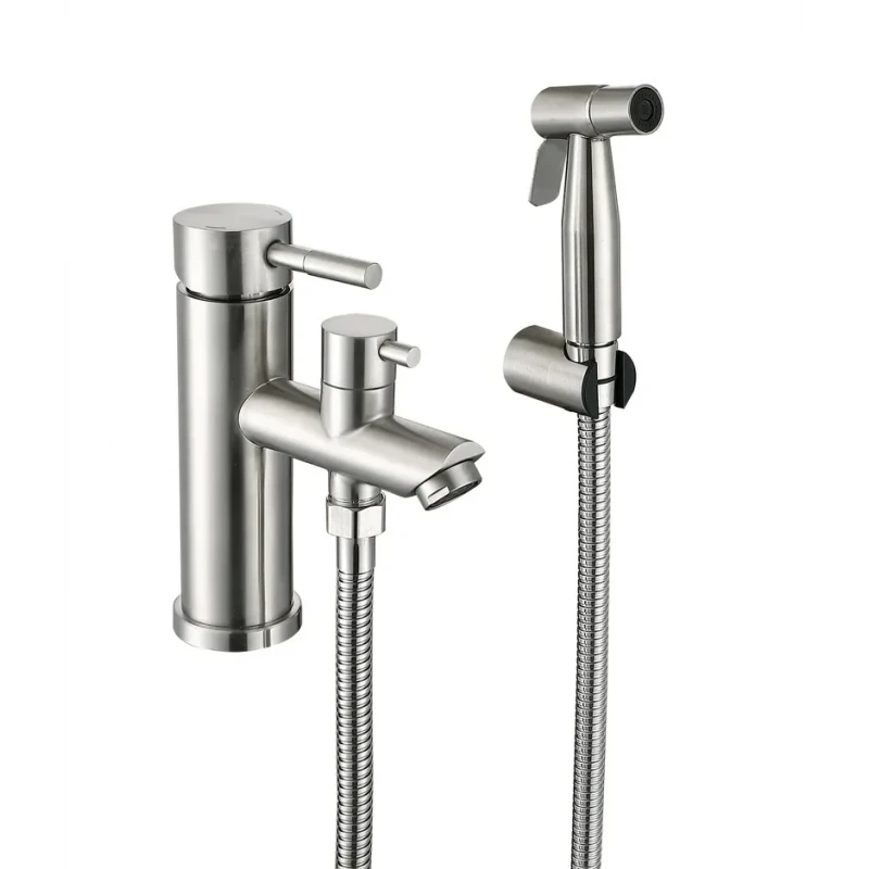 Смеситель для умывальника Zerix SUS-001-SH (Euro) с гигиен. душем из нерж. стали SUS304 (ZX5616)