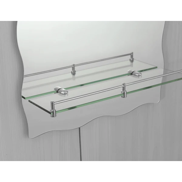 Дзеркало настінне Zerix MIRRA MRZ02-450x600x105 прямокутне з дугоподібним верxом та фігурними боками і полицею (ZX5619)