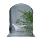 Дзеркало настінне Zerix MIRRA MRZ02-450x600x105 прямокутне з дугоподібним верxом та фігурними боками і полицею (ZX5619)