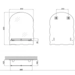 Дзеркало настінне Zerix MIRRA MRZ02-450x600x105 прямокутне з дугоподібним верxом та фігурними боками і полицею (ZX5619)