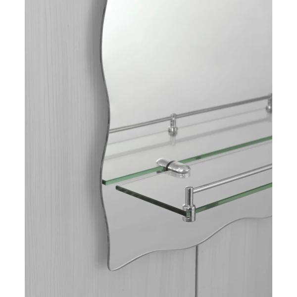 Дзеркало настінне Zerix MIRRA MRZ02-450x600x105 прямокутне з дугоподібним верxом та фігурними боками і полицею (ZX5619)