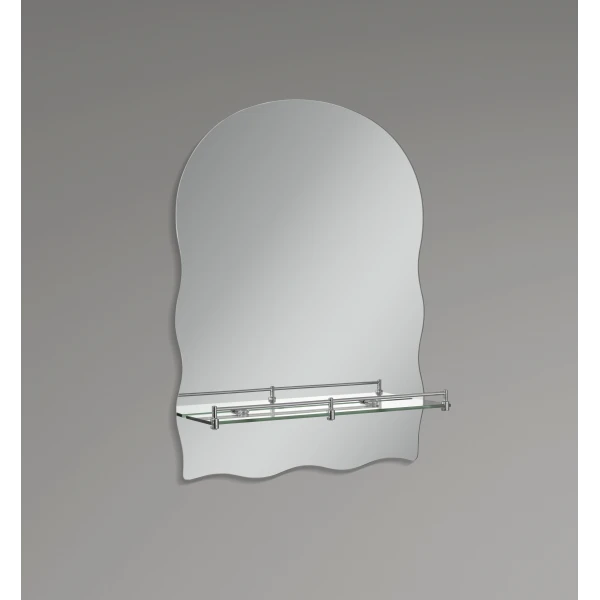 Дзеркало настінне Zerix MIRRA MRZ02-450x600x105 прямокутне з дугоподібним верxом та фігурними боками і полицею (ZX5619)