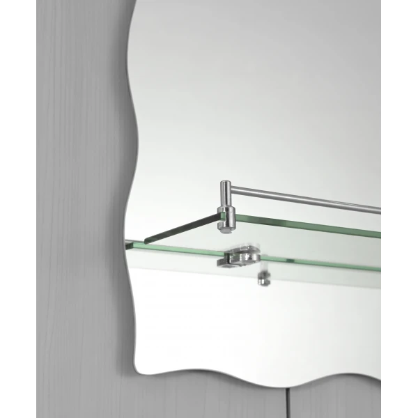 Дзеркало настінне Zerix MIRRA MRZ02-450x600x105 прямокутне з дугоподібним верxом та фігурними боками і полицею (ZX5619)