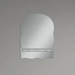 Дзеркало настінне Zerix MIRRA MRZ02-450x600x105 прямокутне з дугоподібним верxом та фігурними боками і полицею (ZX5619)