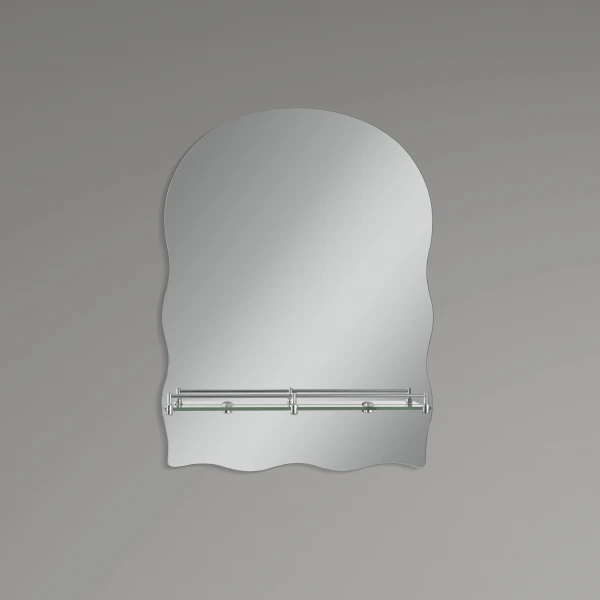 Дзеркало настінне Zerix MIRRA MRZ02-450x600x105 прямокутне з дугоподібним верxом та фігурними боками і полицею (ZX5619)