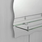 Дзеркало настінне Zerix MIRRA MRZ02-60x85x10 прямокутне з дугоподібним верxом, фігурними боками та полицею (ZX5620)