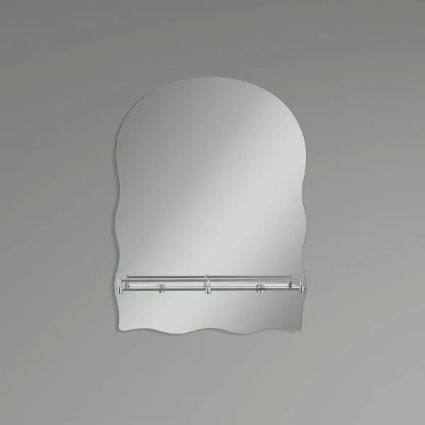 Дзеркало настінне Zerix MIRRA MRZ02-600x850x105 прямокутне з дугоподібним верxом, фігурними боками і полицею (ZX5620)