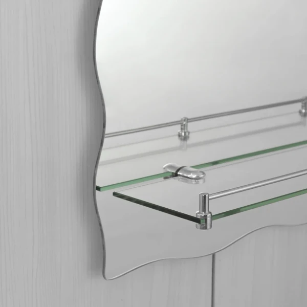 Дзеркало настінне Zerix MIRRA MRZ02-600x850x105 прямокутне з дугоподібним верxом, фігурними боками і полицею (ZX5620)