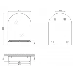 Зеркало настенное Zerix LAGUNA MRZ03-700x800x110 прямоугольное с дугообразным верхом и полкой (ZX5623)