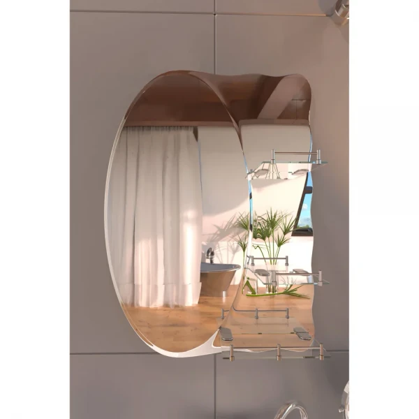 Зеркало настенное Zerix SOLO MOZ01-650x850x100 асимметричное с 3-мя полками (ZX5625)